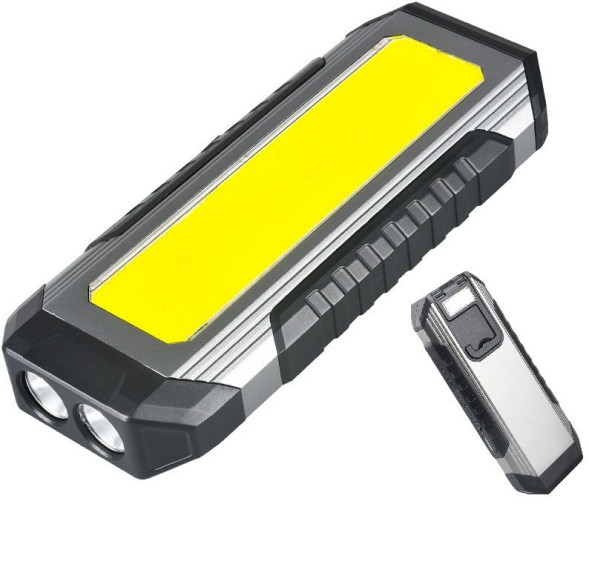 Фонарик диодный  Carlife COB увеличеный + 2 LED с акб, влагозащита