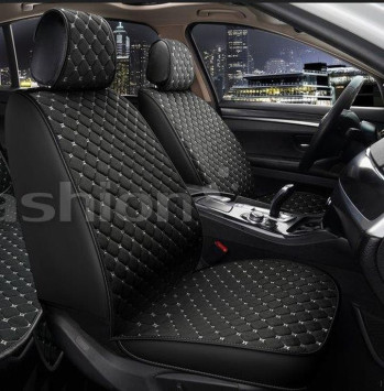 Накидки Фронт   «CUBE FRONT»  Чёрный/Чёрный/Серый  (лён/экокожа)