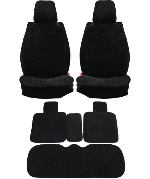 Комплект Накидок  Seintex  «Star» Чёрный/Красная строчка (велюр)