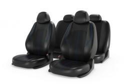 Чехлы  «RANGER LEATHER», черный/черный/синяя отстрочка  (Экокожа)