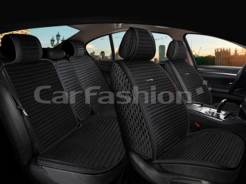 Комплект Накидок «MONACO FULL PLUS» Чёрный/Чёрный/Чёрный (велюр премиум класса/экокожа)