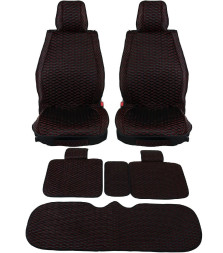 Комплект Накидок  Seintex  «Ultra» Чёрный/Красная строчка ромб (велюр)