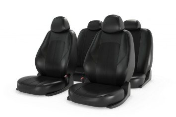 Чехлы «RANGER LEATHER», черный/черный/черная отстрочка (Экокожа)