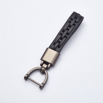 Брелок кожаный  (держатель ключей) черный