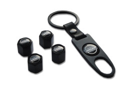 Брелок-ключ + колпачок на ниппель 4 шт NISSAN  (черный)