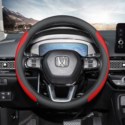 Оплетка на руль   Carlife  "SteerPro" М,  Чёрный/Красный перфорированная