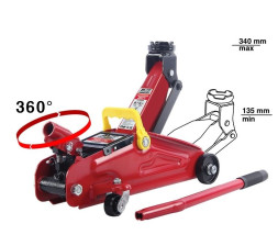 Домкрат подкатной гидравл. 2т чемод. 9.5 кг.AVS с пов.ручка 180*, подъём 135-340 мм