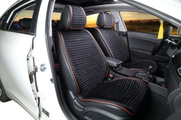 Накидки Фронт  «MONACO»  Чёрный/Чёрный/Красный  (велюр премиум класса/экокожа)