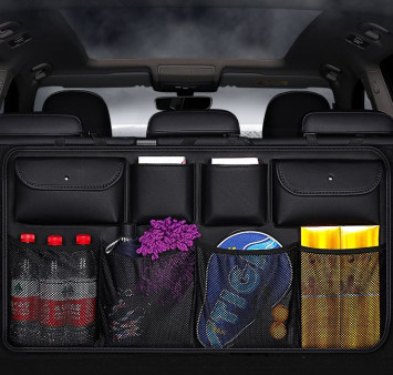 Органайзер на спинку сидения багажник "Carlife" кожа Черный