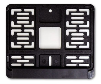 Рамка номера пластик  с защелкой КВАДРАТНАЯ  для мотоцикла нового образца ГОСТ Черная  (190х145мм)