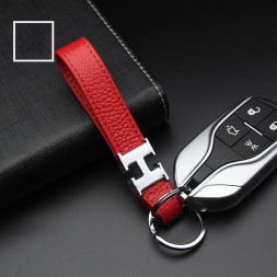 Брелок кожаный (держатель ключей) HERMES красный
