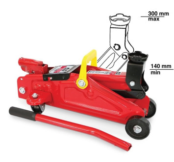 Домкрат подкатной гидравл. 2т чемод. AVS (h min 140мм - h max 300мм)