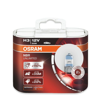 Лампа OSRAM 12V     H3   55W  NBU BOX  PK22s (2шт) ) (+110%)