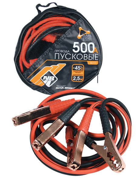 Провода пусковые  500А  &quot;Nova Bright&quot;  2,5м  морозостойкие, в сумке