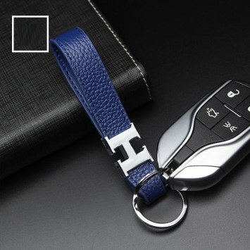 Брелок кожаный (держатель ключей) HERMES синий