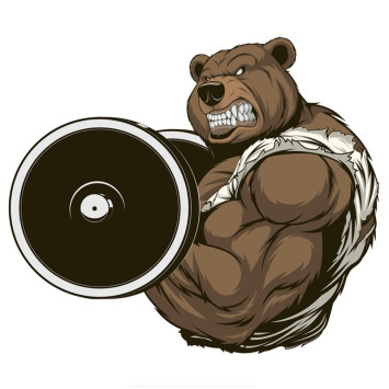 Наклейка &quot;медведь качок&quot;  16x18см. Черная