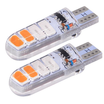 SOLAR  Свет-од  12V  T10 8 SMD 5630 W5W  W2.1x9.5d  белый-синий (мигающий)