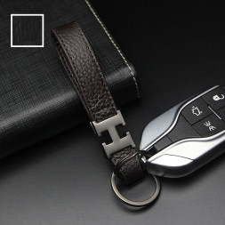 Брелок кожаный (держатель ключей) HERMES темно-коричневый