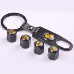 Брелок-ключ + колпачок на ниппель 4 шт PORSCHE (черный)
