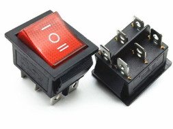 ЭТ Кнопка FOTEK 31x25мм, широкая кнопка 20A красный (двухпозиционная)