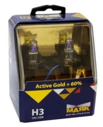 Лампа МАЯК 12V    H3   55W  Active  РK22s  Active Gold+60%(к-т.2шт)