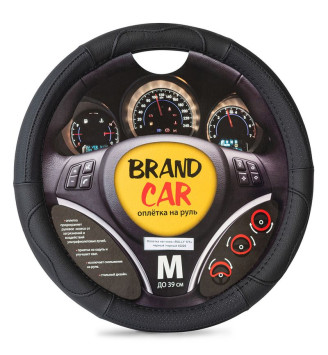 Оплетка на руль   BRENDCAR  &quot;RALLY 171&quot; - М,  Чёрный/Черный (кожа)
