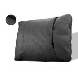 Подушка под поясницу Carlife экокожа NAPPA Черный с красной строчкой