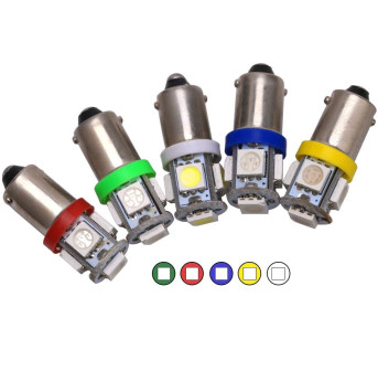 SOLAR  Свет-од  12V  T8.5  5 SMD 5050 W5W  BA9s   Зеленый