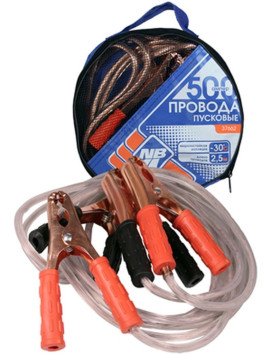 Провода пусковые 500А "М5" 2,5м (прозрачная изоляция) в сумке