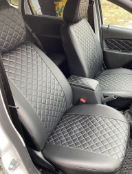 АВТОЧЕХЛЫ  Экокожа  Lada Granta "COMFORT"  с 2018г- черный  (Цельная) Ромб