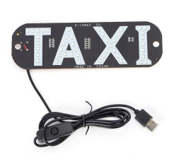 Такси под стекло  "ТAXI" c LED зеленой подсветкой  на присосках  (USB)