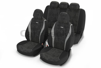 Чехлы «RECORD» Св.Серый/Тёмн.Серый/Св.Серый (Алькантара +.трикотаж)