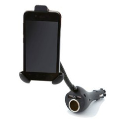 Держатель моб. телефона CARLINE® на лобовое стекло на длин. штанге с гнездом прикур. и 2хUSB