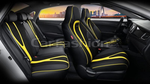 Чехлы  «5D» PREMIUM каркасные «INTEGRAL PLUS» Чёрный/Чёрный/Желтый  (экокожа/нубук)