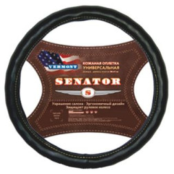 Оплетка на руль   SENATOR  Vermont - XL Чёрный (кожа)