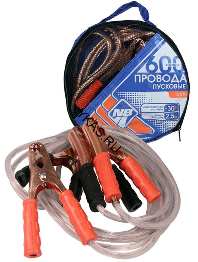 Провода пусковые  600А  "Nova Bright"  2,2м  (морозостойкие, прозрачная изоляция)  в сумке