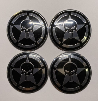Этикетки на диски (метал)  диам. 56,5мм.  &quot;череп с звездой&quot;  (4 шт.)