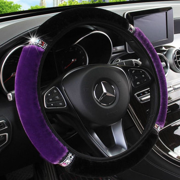 Оплетка на руль Carlife "Solo" М, Чёрный/фиолетовый + стразы