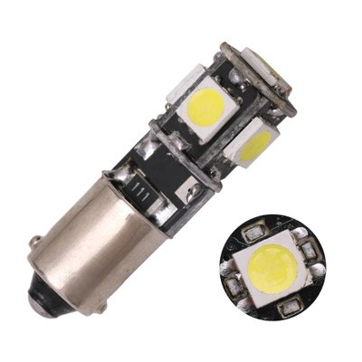 SOLAR  Свет-од  12V  T8.5  5 SMD 5050 W5W  BA9s белый