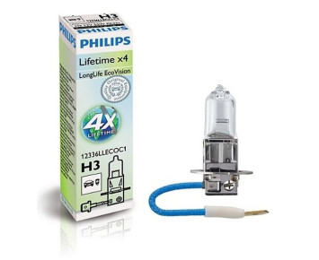 Автолампа Philips 12V   H3   55W  PK22s  LongLife  EcoVision (карт.1шт.) увеличенный срок службы