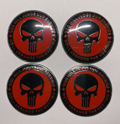 Этикетки на диски (метал)  диам. 56,5мм.  "череп" черно-красный  (4 шт.)