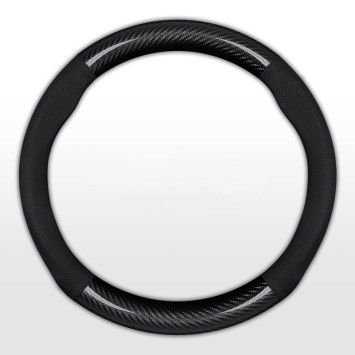 Оплетка на руль   Carlife  &quot;Garda&quot; М,  Чёрный/Черный (экокожа/карбоновые вставки)