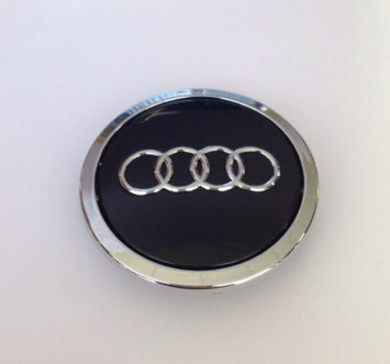 Заглушка (колпачок) на литой диск мод. AUDI  черный/хром  ( D77/D69)