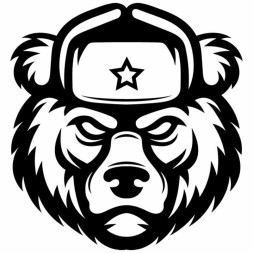 Наклейка "Медведь"   (15*16см)  Черный