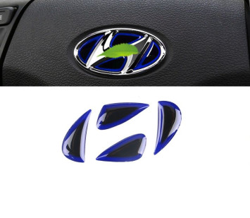 Наклейка на логотип руля  Hyundai  синий