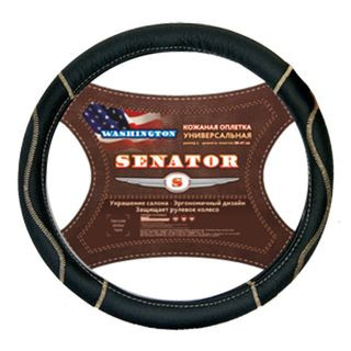 Оплетка на руль   SENATOR  Washington - M, Чёрный (кожа)