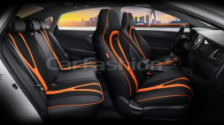 Чехлы «5D» PREMIUM каркасные «INTEGRAL PLUS» Чёрный/Чёрный/Оранжевый (экокожа/нубук)