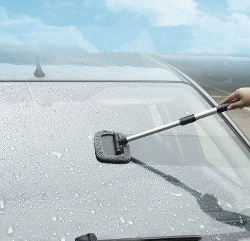 Щетка для мойки лобового стекла телескоп 32-46см Carlife (15х10см) серый