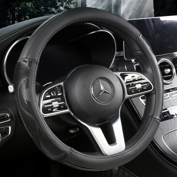 Оплетка на руль   Carlife  &quot;Bell&quot; М,  Чёрный/Чёрный (экокожа/резиновый вставки)