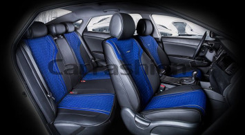 Комплект Накидок «ELEMENT PLUS» Синий/Чёрный/Синий (экокожа/полиэстер)